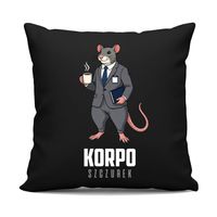 Korpo-szczurek - czarna poduszka na prezent KORPOHUMOR ŚMIESZNE KORPO