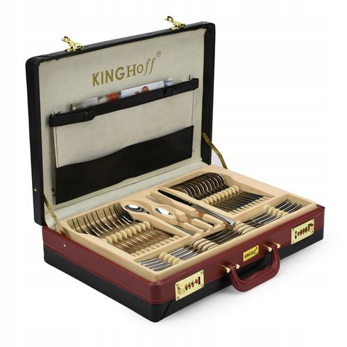 ZESTAW SZTUĆCE KOMPLET WALIZKA SREBRNE 72 KINGHOFF na Arena.pl