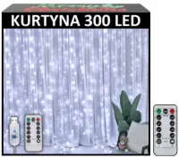 KURTYNA ŚWIETLNA GIRLANDA BARWA ZIMNA 200 LED NA USB 3x2M SOPLE + PILOT