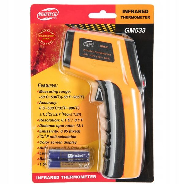 PIROMETR TERMOMETR LASEROWY BEZDOTYKOWY MIERNIK TEMPERATURY -50 +530 st.C zdjęcie 14
