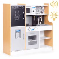 KUCHNIA DLA DZIECI INTERAKTYWNA DŹWIĘKI TABLICA KREDOWA AKCESORIA ECOTOYS