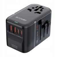 Blitzwolf BW-TA2 Adapter Podróżny Ładowarka 5w1 2xUSB PD 2xC QC +C GaN 100W