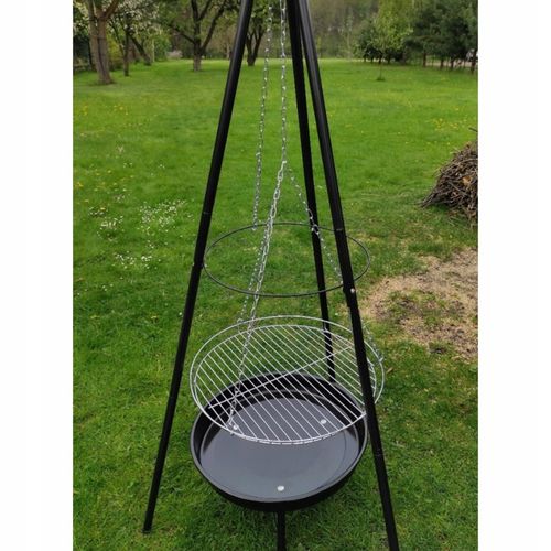 GRILL TRÓJNÓG NA OGNISKO OGRODOWY Z RUSZTEM DO PALENISK 60 CM WYSOKOŚĆ na Arena.pl