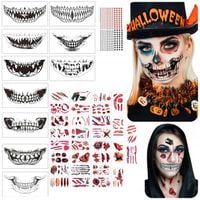 Rany Halloween Straszny Tatuaż Tatuaże Na Usta Na Ciało Duży Zestaw 42 szt