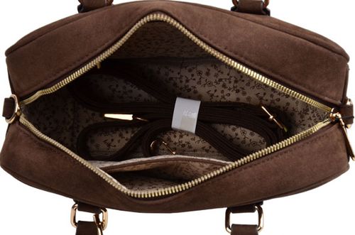 FLORA&CO PARIS torebka damska BOWLING do reki LISTONOSZKA zamsz czekoladowa na Arena.pl