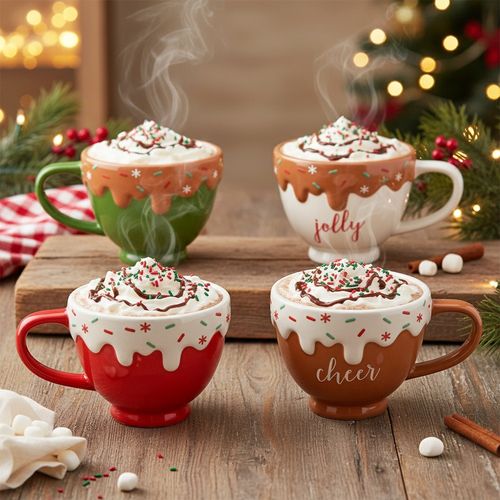 4x Kubek Świąteczny Kubki Do Kawy Herbaty Prezent Święta Boże Narodzenie na Arena.pl