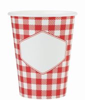 Kubeczki papierowe w czerwono białą kratkę, 10 szt.