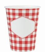 Kubeczki papierowe w czerwono białą kratkę, 10 szt.