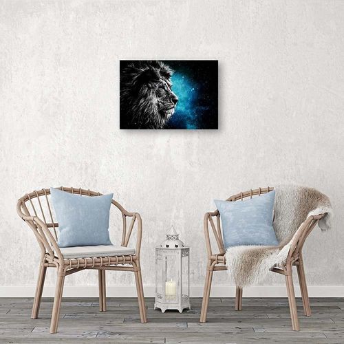 Obraz na płótnie – Canvas, Lew na tle gwiazd 60x40 na Arena.pl