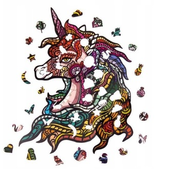 Puzzle Drewniane Tęczowy Jednorożec A3 Dla Dzieci Puza3-00715 na Arena.pl