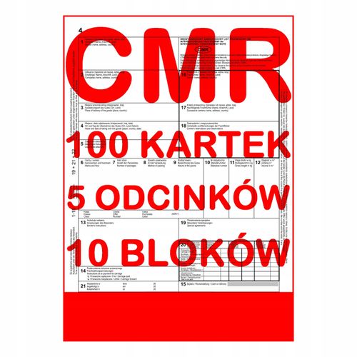 cmr list przewozowy 100 kartek - 5 odcinków - 20 kompletów - 10 szt. na Arena.pl