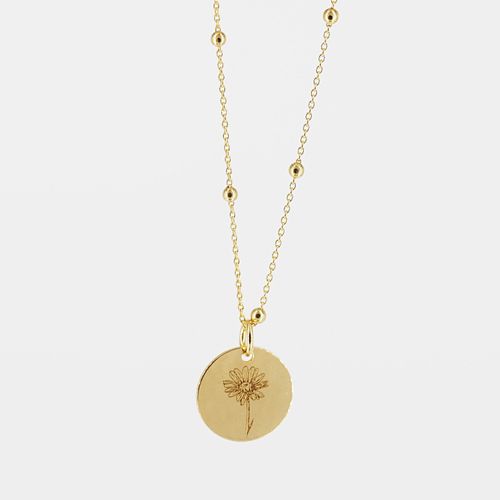 Naszyjnik z blaszką z wzorem kwiatka - srebro złocone 40 cm na Arena.pl