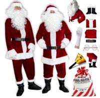 AKSAMITNY STRÓJ MIKOŁAJA VIP12el BURGUND ROZMIARY REAL FOTO