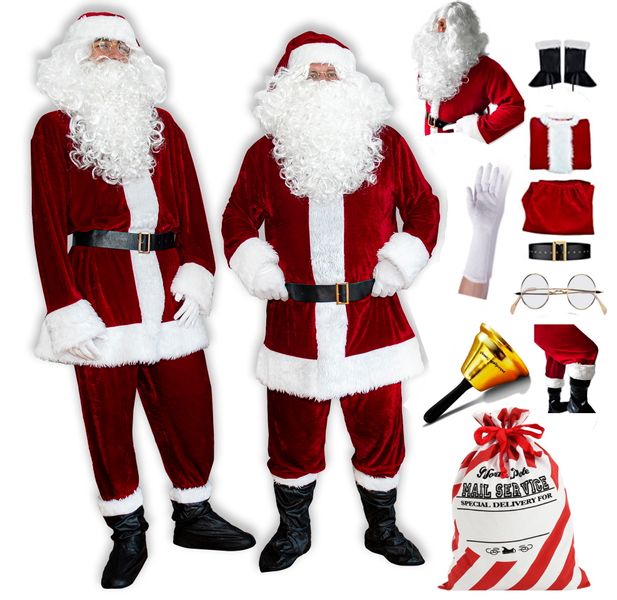 AKSAMITNY STRÓJ MIKOŁAJA VIP12el BURGUND ROZMIARY REAL FOTO zdjęcie 1