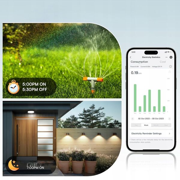 Inteligentne Gniazdko Wifi Programator Timer Ip44 Alexa 4 Sztuki Zestaw zdjęcie 5