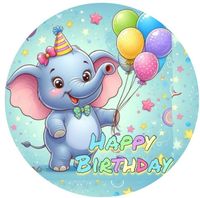 Opłatek na tort Słoń Słonik Trąbalski 18 30 40 50 60 Urodziny