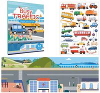 KSIĄŻECZKA Z NAKLEJKAMI ROZKŁADANA DO WIELOKROTNEGO NAKLEJANIA POJAZDY 34EL