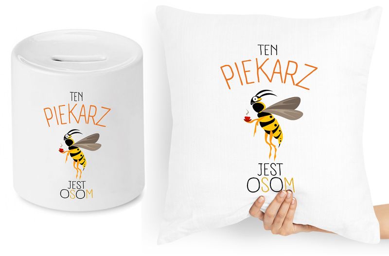 Dla Piekarza Zestaw Poduszka + Skarbonka Prezent Z Nadrukiem Ze Zdjęciem zdjęcie 1
