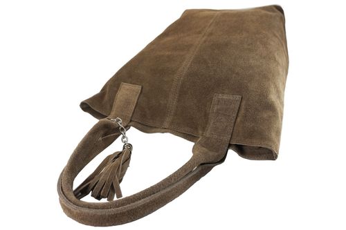 Shopper bag - torebka damska zamszowa - Brązowa jasna na Arena.pl