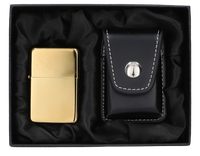 Złota Zapalniczka Benzynowa w Zestawie Prezentowym z Etui na Zapalniczkę