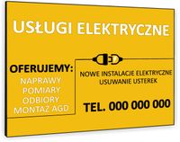 TABLICZKA REKLAMOWA szyld z dibondu nadruk 40x30 usługi elektryczne naprawy