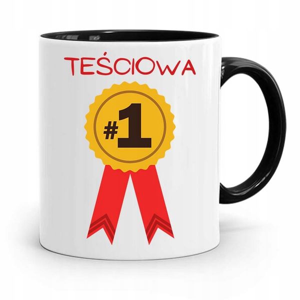 Kubek Czarny Dla Teściowej Teściowa Numer Jeden Z Nadrukiem Ze Zdjęciem zdjęcie 1