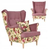 Fotel uszak Ari Print Duo skandynawski Family Meble rose róże kwiaty