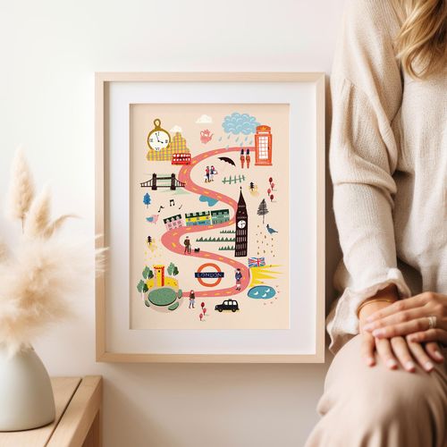 Plakat mapa mapy Londyn ilustracja 50x70 cm na Arena.pl