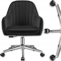 FOTEL BIUROWY CZARNY LOFT MIĘKKI WYGODNY WELUROWY REGULOWANY DO POKOJU