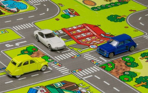 MATA PIANKOWA EDUKACYJNA PUZZLE GRUBE 1 CM MIASTO ULICE DROGI DLA DZIECI na Arena.pl