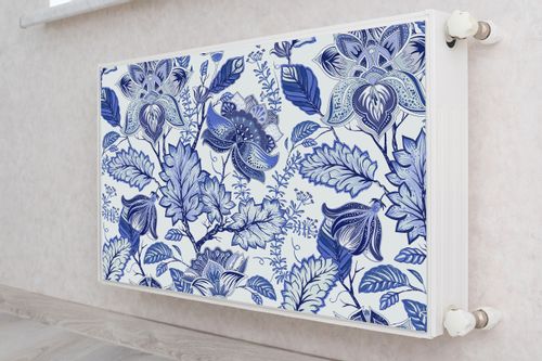 Mata MAGNETYCZNA Na Grzejnik Niebieskie Kwiaty Styl Folklor 80cm x 60cm na Arena.pl