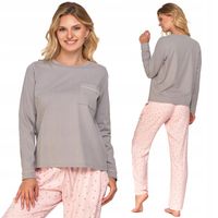 Moraj Komfortowa Delikatna Piżama Damska Długi Rękaw Groszki 5900-001 M