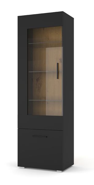 Witryna ANETTE O 60 cm dąb artisan / czarny mat zdjęcie 1