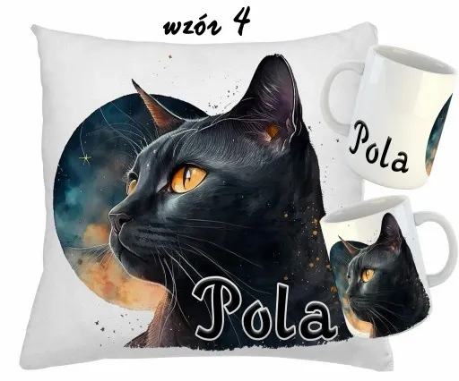 Zestaw KUBEK + PODUSZKA KOTY KOT + RÓŻNE WZORY + IMIĘ zdjęcie 5