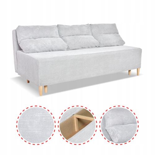 Kanapa sofa KIMO funkcja spania pojemnik Anafi szara sztruks na Arena.pl