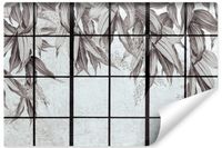 Fototapeta Do Jadalni BETON Abstrakcja Mural Liście Rośliny 270cm x 180cm