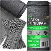 SIATKA CIENIUJĄCA 1,5x50m 90% MASKUJĄCA 140g/m2 OSŁONA OGRODZENIE PŁOT