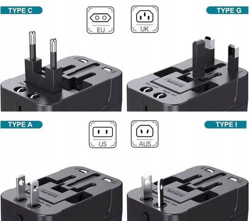 Uniwersalny Adapter Zasilania Przejściówka PL Na Cały Świat z 2x USB na Arena.pl