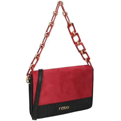 torebka damska nobo oryginalna wizytowa czerwono-czarna na złotym łańcuszku na Arena.pl