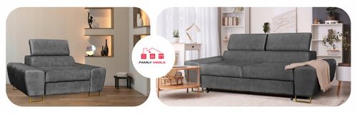 Zestaw mebli wypoczynkowych salon Bosso Sofa 2os fotele granat Family Meble na Arena.pl