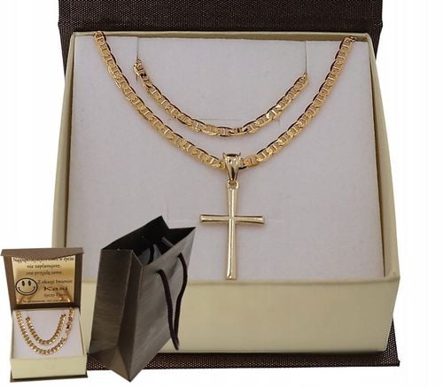 ZŁOTY PEŁNY ŁAŃCUSZEK MĘSKI Z KRZYŻYKIEM GUCCI PR. 925 585 + GRAWER GRATIS na Arena.pl