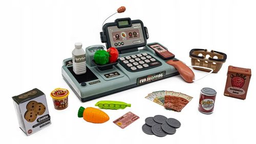 Sklepowa KASA Fiskalna DUŻY Zestaw dla Dzieci Mikrofon Waga Koszyk Czytnik na Arena.pl