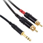 Kabel audio 2x RCA Cinch Jack 6,3 mm stereo 1,5 m pozłacany pro snake