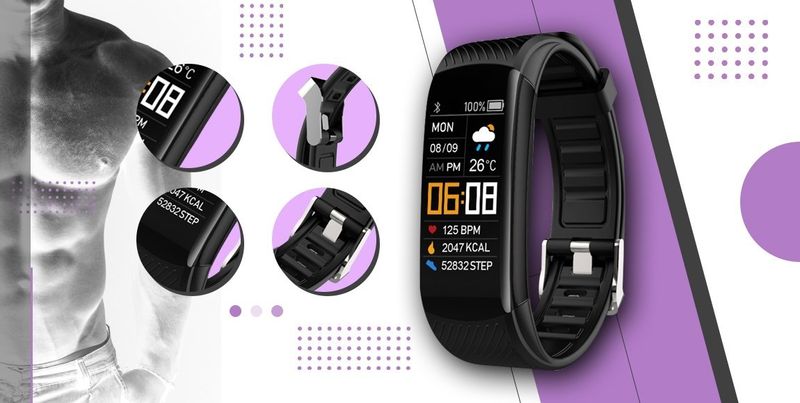 Smartband Giewont Fit&GO Duo GW200-8 - Black + Pasek Touch of Lavender zdjęcie 4