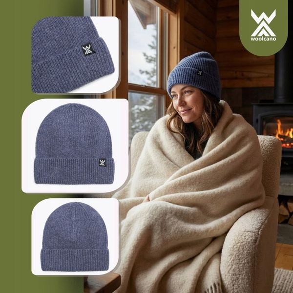 Czapka WOOLCANO MERINO 100% HAT0440 granatowy U zdjęcie 2