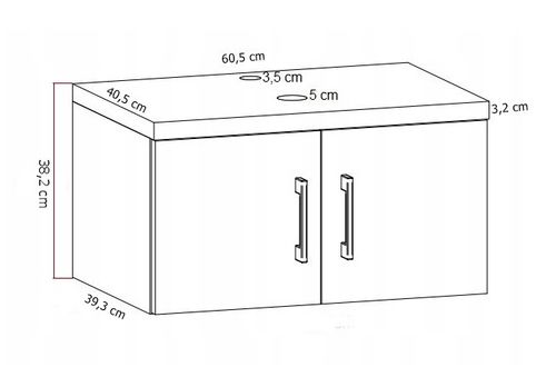 Szafka łazienkowa wisząca MARKUS 60 biały/GOLD z umywalką Lara na Arena.pl