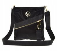 Laura Biaggi - torebka listonoszka zamek brelok czarny imitacja siatki A359