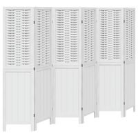 Parawan pokojowy, 6-panelowy, biały, lite drewno paulowni