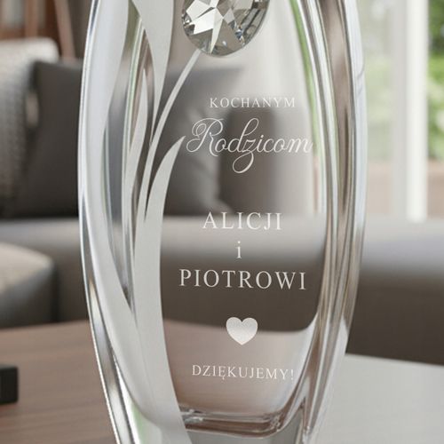 Wazon z Kryształem Grawerem Dedykacji na Podziękowanie dla Rodziców Prezent na Arena.pl
