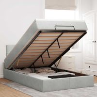 Łóżko otomana z materacem i LED, jasnoszary, 120x190cm, aksamit